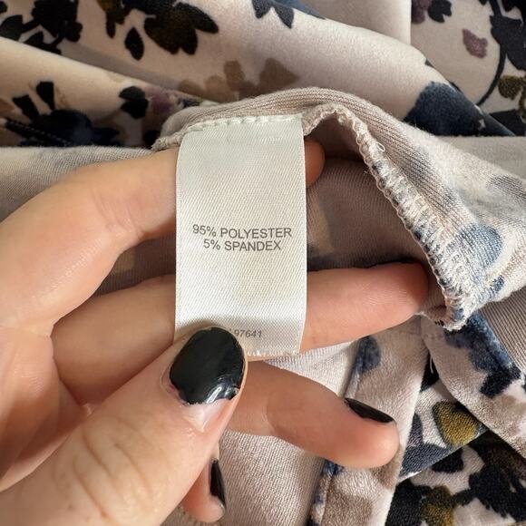 J Jill Pure Jill Pink Navy Blue Floral Top Size M Cottagecore Dark Coastal Boho - Picture 6 of 11